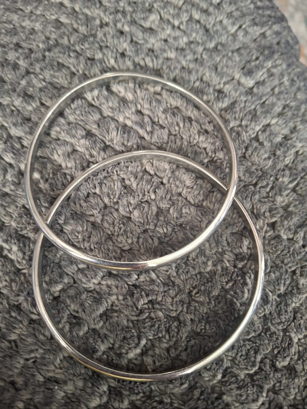 Classic Silver Hoop Bangle Bracelet Set - Women Jewelry